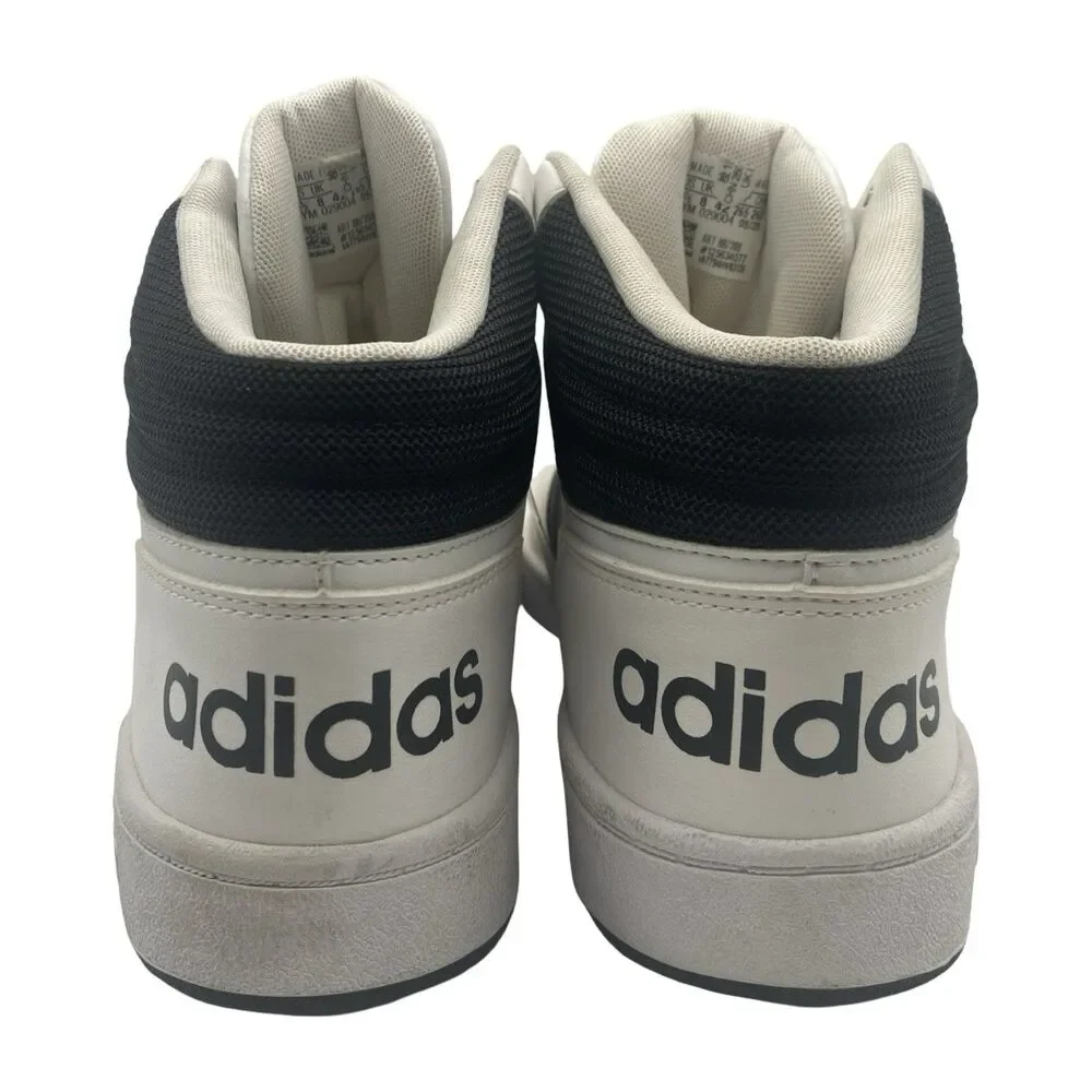 Adidas Hoops 2.0 Mid Men's Size 8.5 White & Black Athletic Basketball Sneakers
